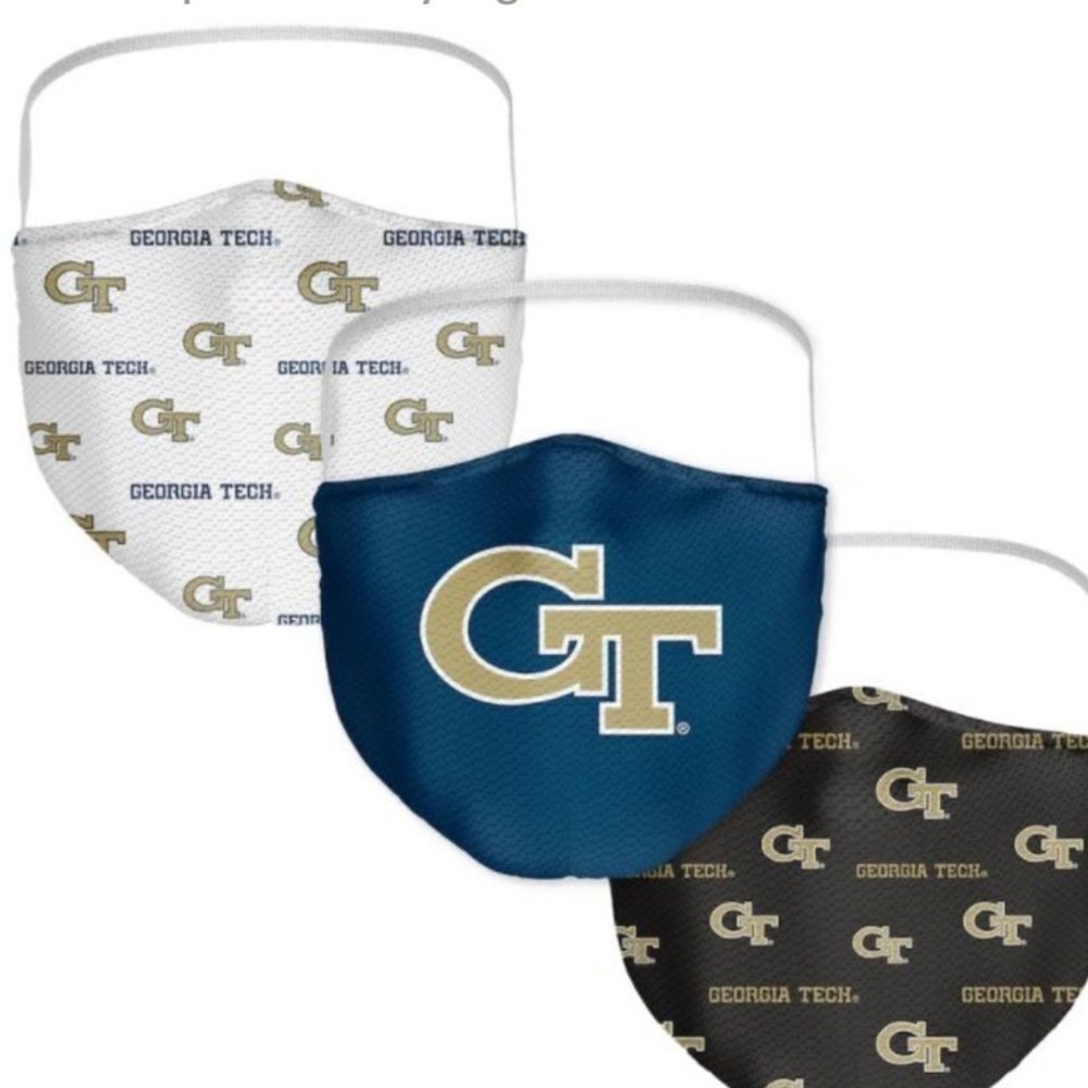 New in Package GEORGIA TECH YELLOW JACKETS Face Covering Mask Masks Set of 3